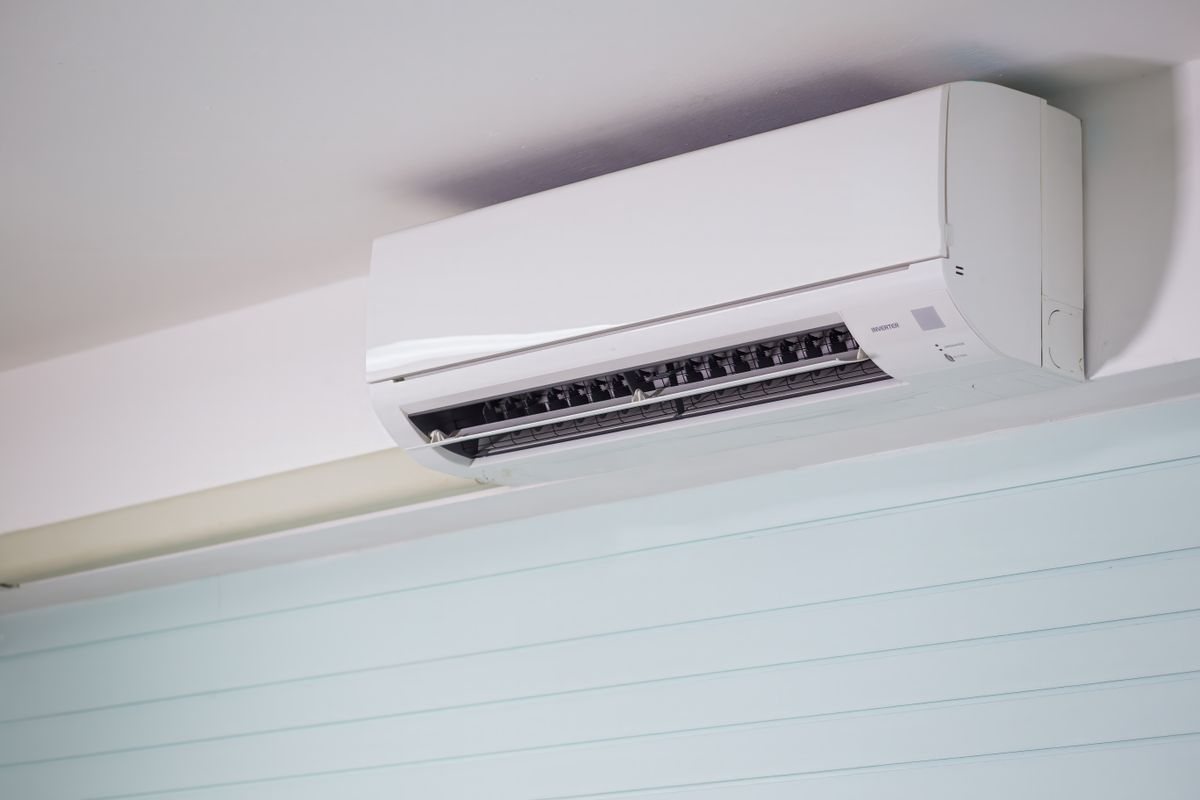 Wall mounted air conditioning unit in a home