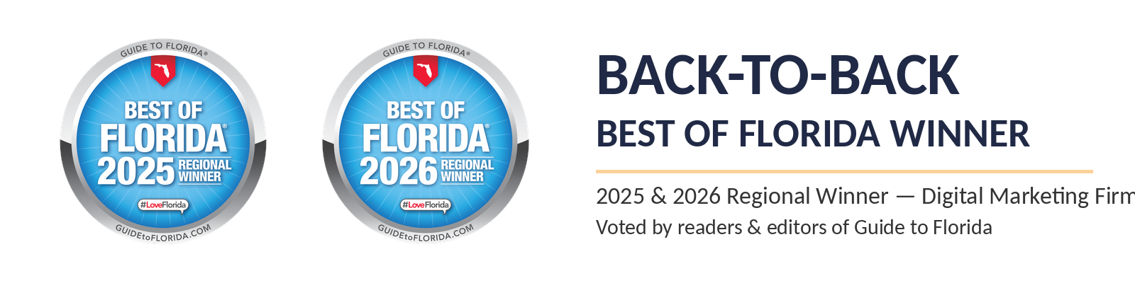 Polaris Marketing Solutions, back-to-back Best of Florida Regional Winner 2025 and 2026, Digital Marketing Firms